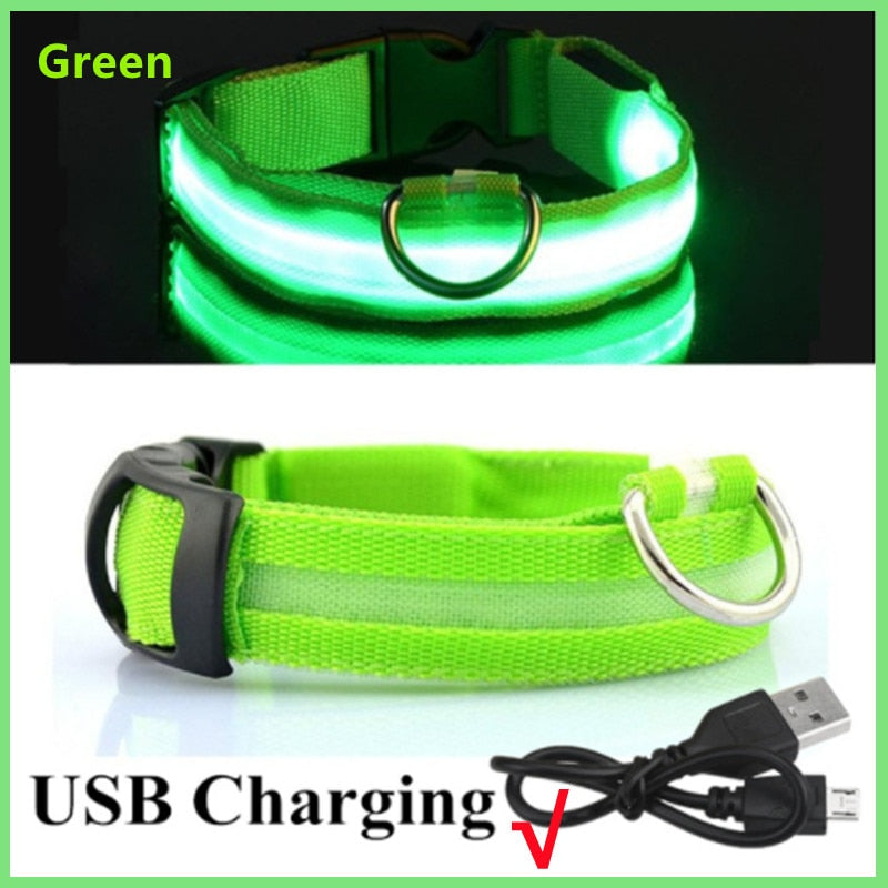 LED Glowing Collar Adjustable Flashing Rechargeable Luminous Collar Night Anti-Lost for