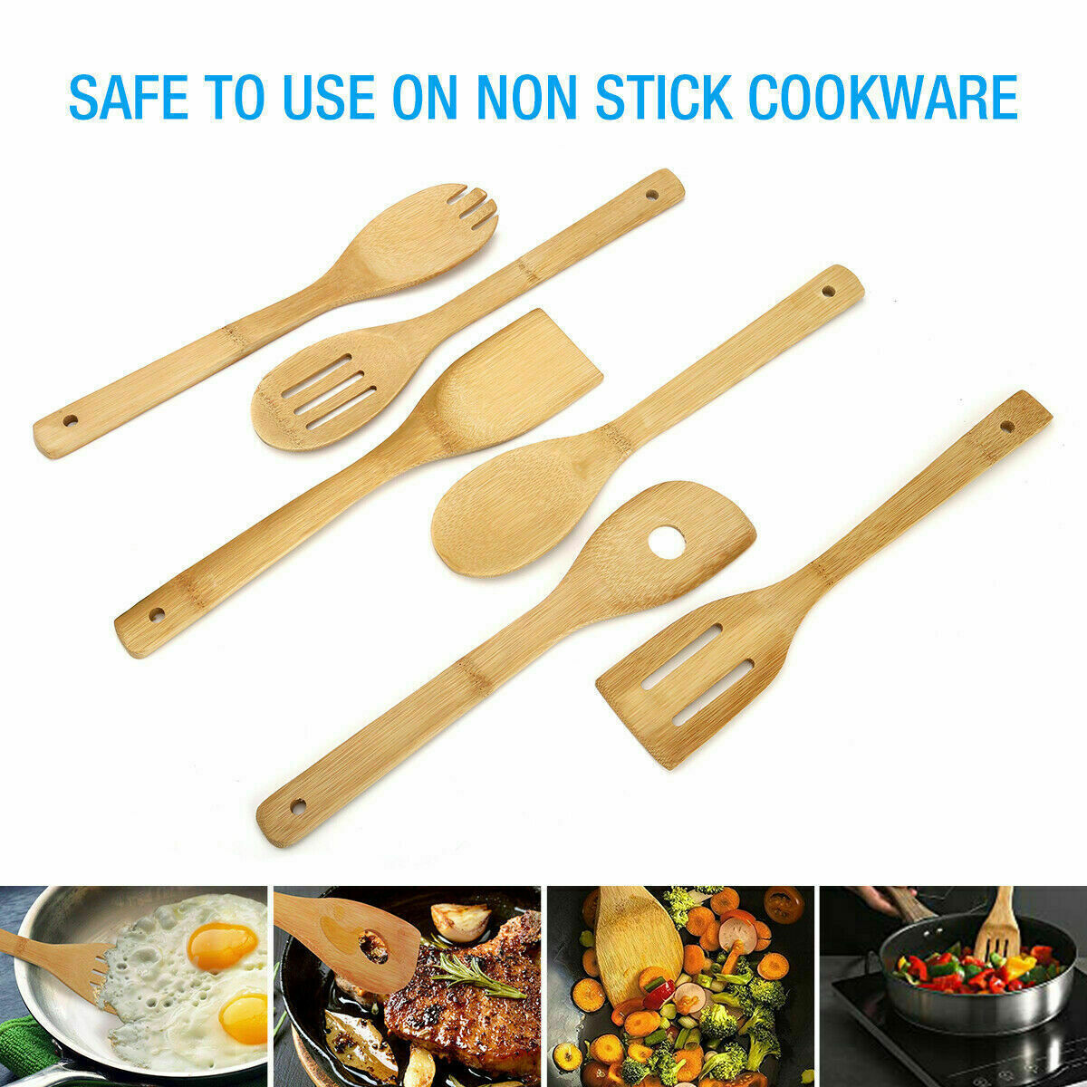 6 Piece Bamboo Spatula Set
