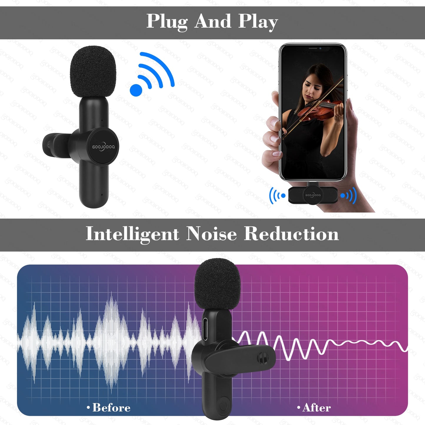 Wireless Lavalier Microphone Portable Audio Video Recording Mini Mic for iPhone Android Live Broadcast Gaming Phone Microfonoe