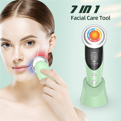 CkeyiN EMS Light Therapy Beauty Machine Facial Massager + Ultrasonic Skin Scrubber + Blackhead Remover + Nano Spray Face Steamer