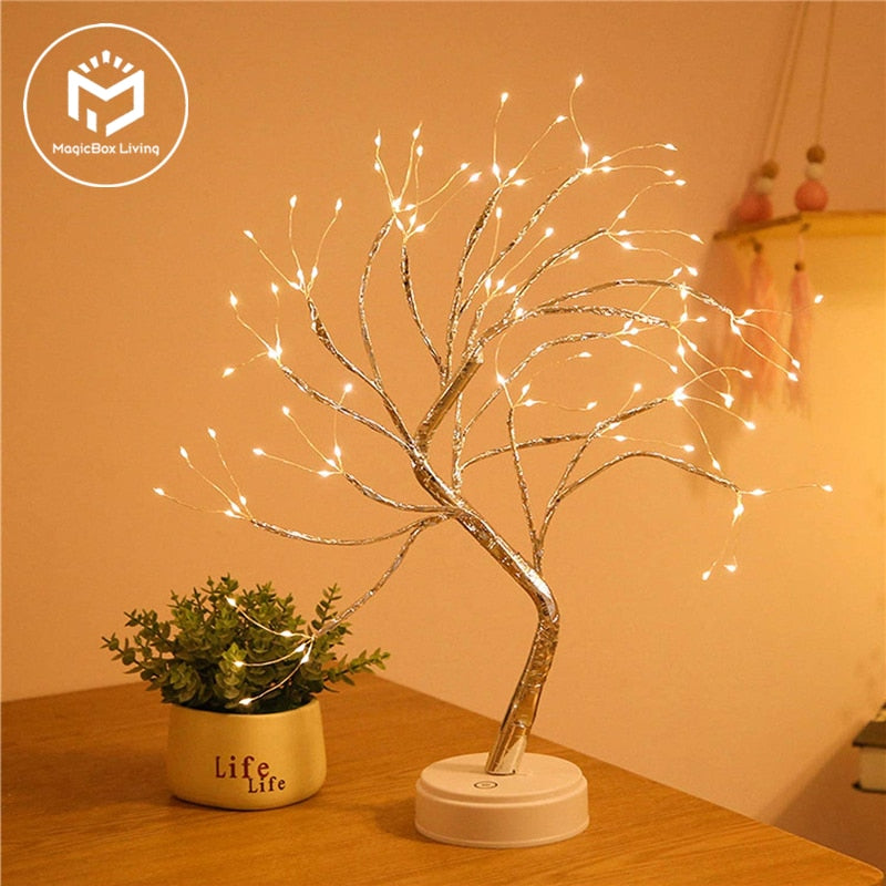 LED Night Light Mini Christmas Tree Copper Wire Garland Lamp For Kids Home Bedroom Decoration Decor Fairy Light Holiday lighting