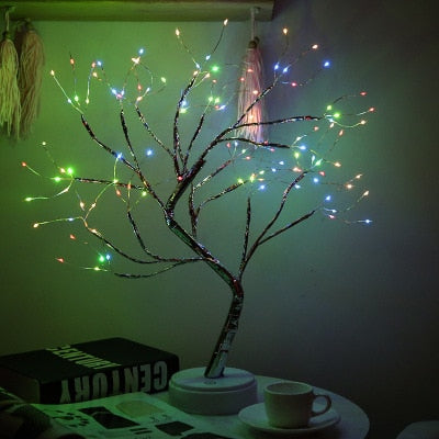 LED Night Light Mini Christmas Tree Copper Wire Garland Lamp For Kids Home Bedroom Decoration Decor Fairy Light Holiday lighting