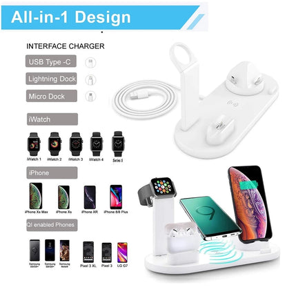 30W 7 in 1 Wireless Charger Stand Pad For iPhone 14 13 12 X Apple Watch Qi Fast Charging Dock Station for Airpods Pro iWatch 7 6