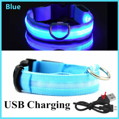 LED Glowing Collar Adjustable Flashing Rechargeable Luminous Collar Night Anti-Lost for