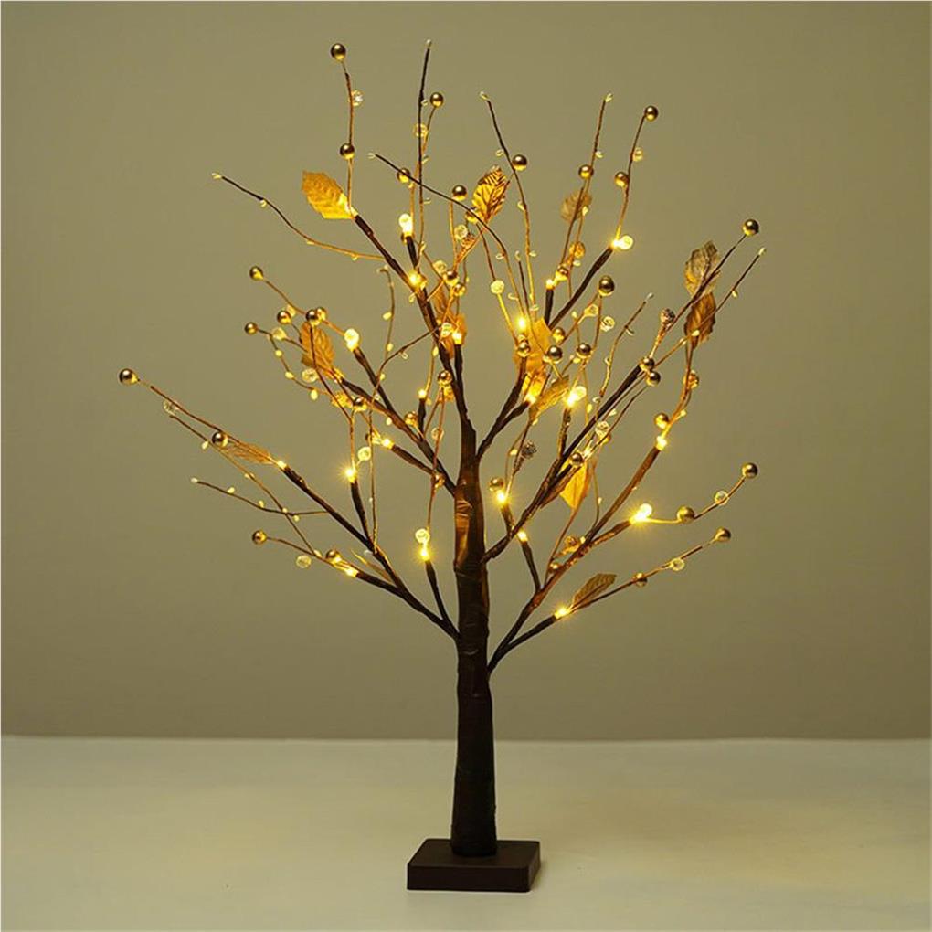 LED Tree Light with Beads Tree Lamp Battery Operated Tabletop Bonsai LED Night Light for Living Room Decoration Christmas Lights