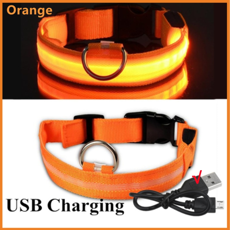 LED Glowing Collar Adjustable Flashing Rechargeable Luminous Collar Night Anti-Lost for