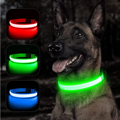 LED Glowing Collar Adjustable Flashing Rechargeable Luminous Collar Night Anti-Lost for