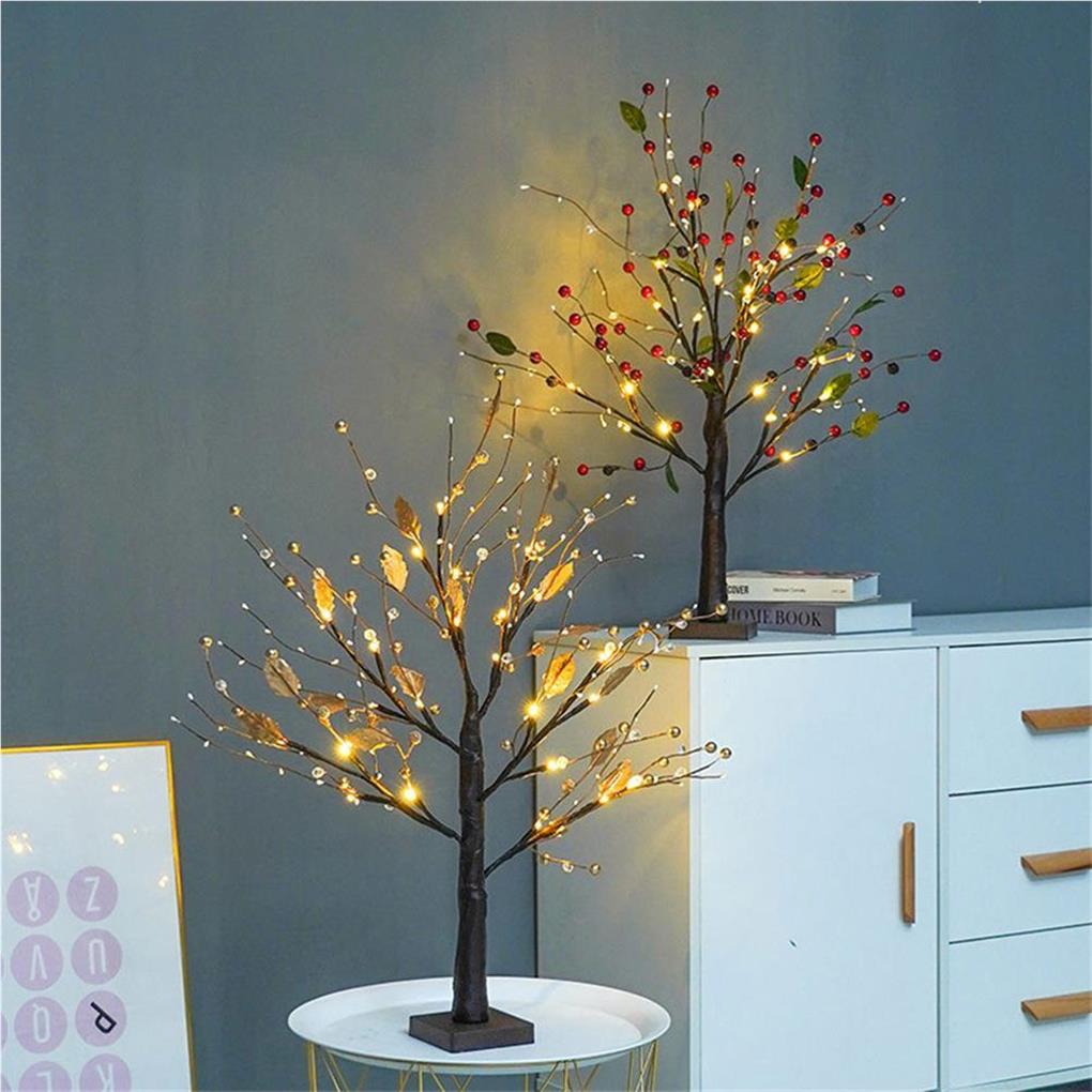 LED Tree Light with Beads Tree Lamp Battery Operated Tabletop Bonsai LED Night Light for Living Room Decoration Christmas Lights