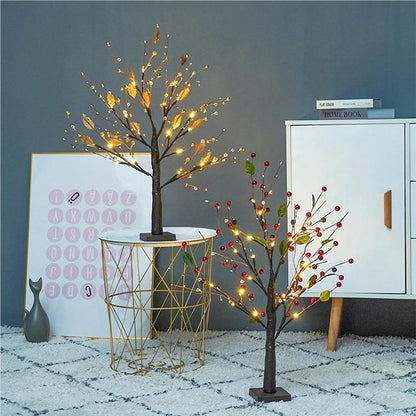 LED Tree Light with Beads Tree Lamp Battery Operated Tabletop Bonsai LED Night Light for Living Room Decoration Christmas Lights