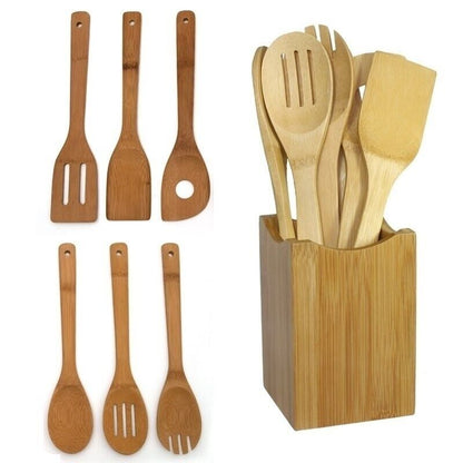 6 Piece Bamboo Spatula Set